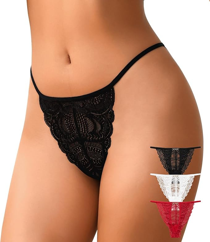 CULAYII Bikini Underwear for Women Lace Ladies Panties Lightweight V-shaped Underwear High-cut St... | Amazon (US)