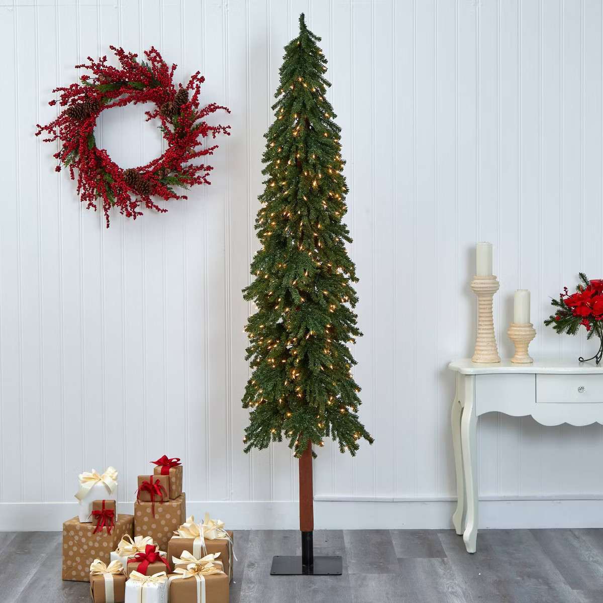 8ft Nearly Natural Pre-Lit Slim Grand Alpine Artificial Christmas Tree Clear Lights | Target