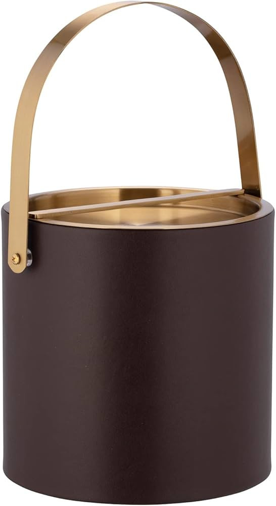 Kraftware SANTA BARBARA 3qt Ice Bucket with Brushed Gold Arch Handle & Bridge Cover: Chocolate Br... | Amazon (US)