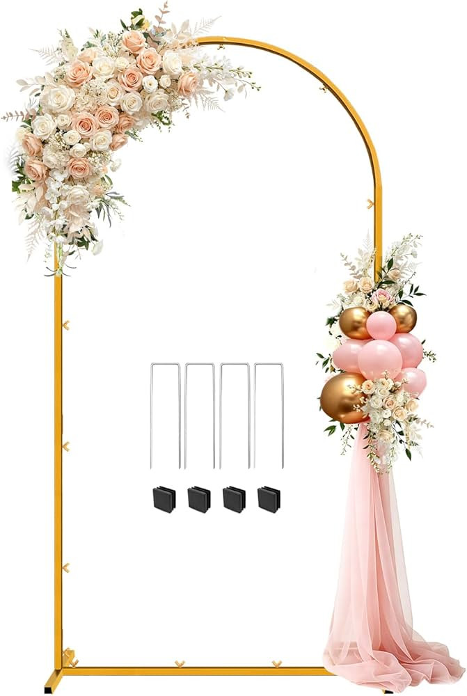 6.6 FT Wedding Arch Backdrop Stand for Party, Balloon Arch Stand, Wedding Arches for Ceremony, Me... | Amazon (US)