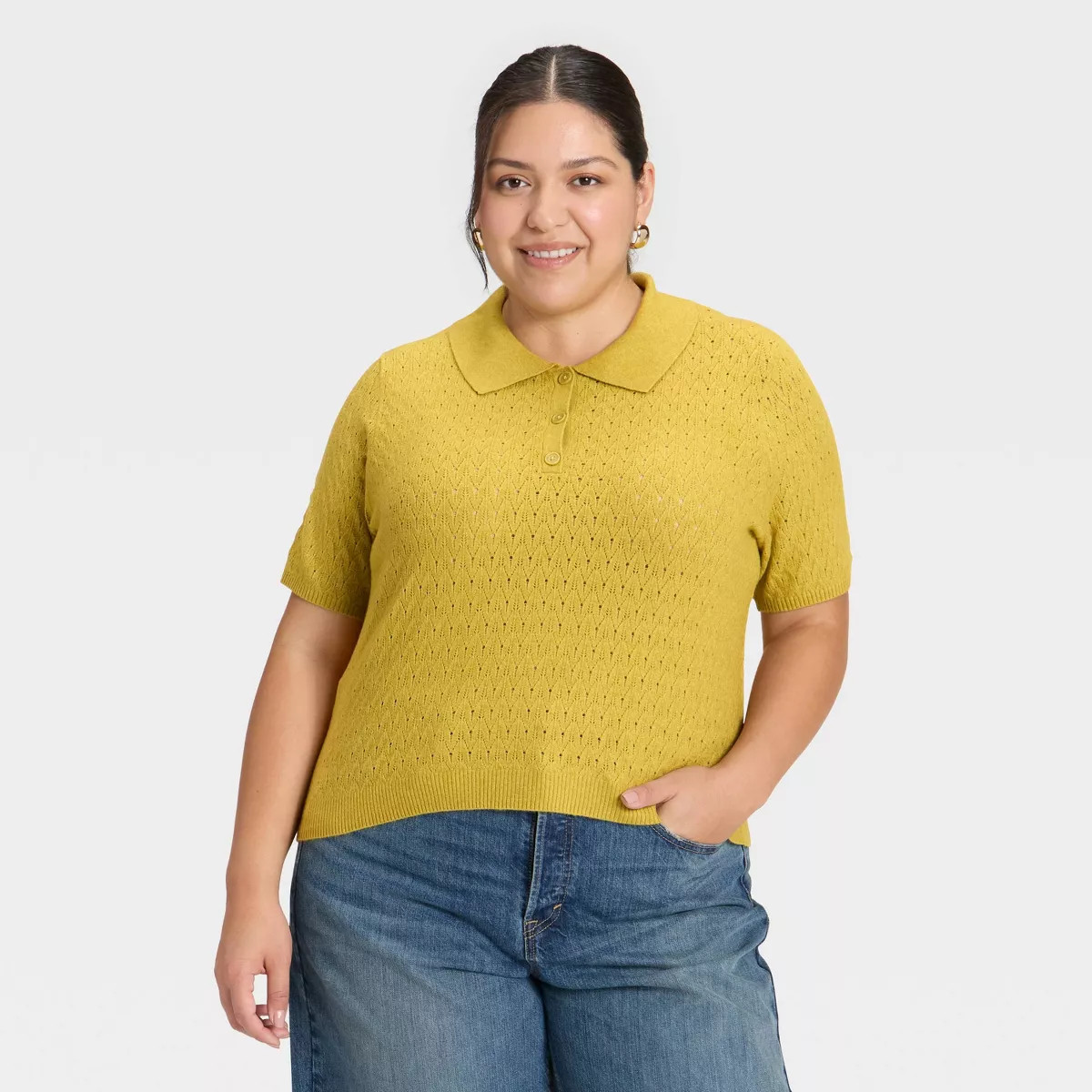 Women's Short Sleeve Collared Neck Pullover Sweater - Universal Thread™ | Target