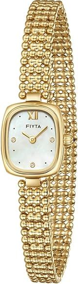 FIYTA Women's Small Gold Watch, Vintage Rectangular Case, Stainless Steel Bracelet Watches for Wo... | Amazon (US)