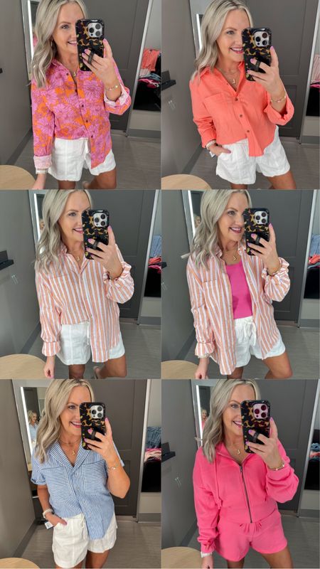 Target try on 
I’m in size small in all of the button up shirts
Size small in the shorts
Size medium in the pink set 


#LTKSeasonal #LTKstyletip #LTKfindsunder50
