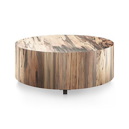 Dillon Spalted Primavera Round Wood Coffee Table | Crate & Barrel