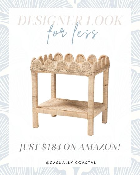 You're not going to want to miss this Serena & Lily look for less scalloped side table on Amazon!! Currently $184 (price subject to change) - out of stock but you can place your order and you won't be charged until it ships!
-
Amazon designer look for less, amazon furniture, rattan furniture, amazon side table, amazon nightstand, amazon end table, amazon rattan table, serena and lily looks on amazon, coastal home decor, coastal style, coastal living room furniture, bedroom furniture, woven side table, rattan side table, side tables under $200, beach house decor, beach house furniture

#LTKstyletip #LTKhome