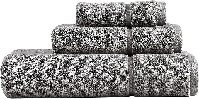 Vera Wang - Bath Towels Set, Luxury Cotton Bathroom Set, Plush & Super Absorbent (Modern Lux Grey... | Amazon (US)