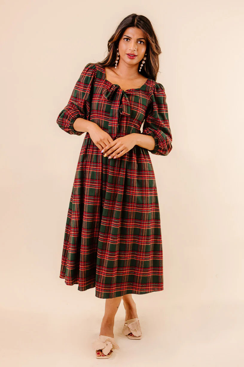 Margo Midi Dress in Green Plaid | Ivy City Co