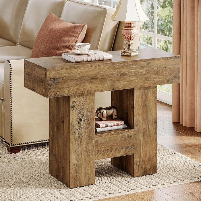 Tribesigns Farmhous End Table, 2-Tier Narrow Side Table with Storage Shelf for Living Room, Rusti... | Amazon (US)