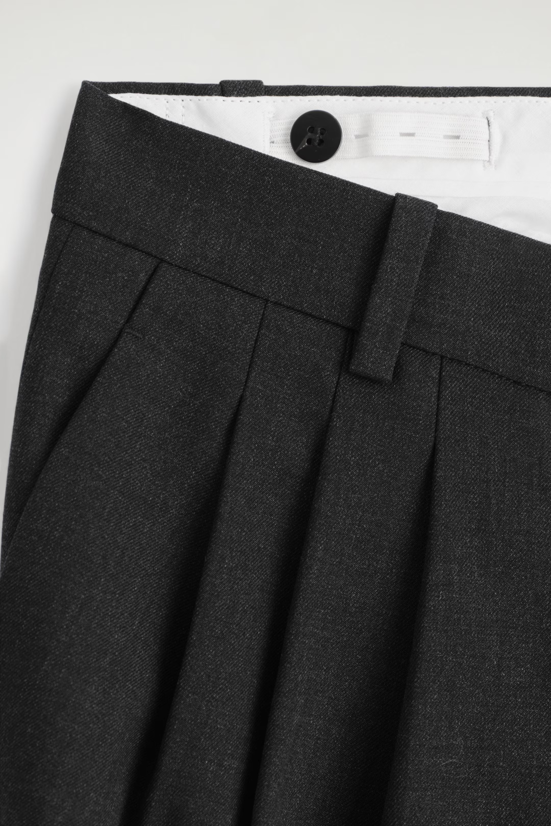 PLEATED BARREL-LEG WOOL TROUSERS - BLACK | COS | COS UK