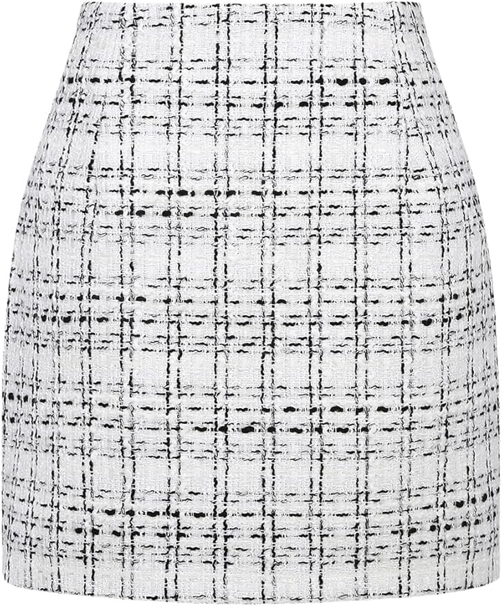 IDEALSANXUN Womens High Waist Plaid Skirt Bodycon Pencil Wool Mini Skirts | Amazon (US)