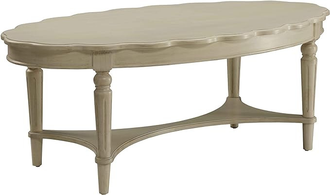 Acme Fordon Oval Coffee Table in Antique White | Amazon (US)