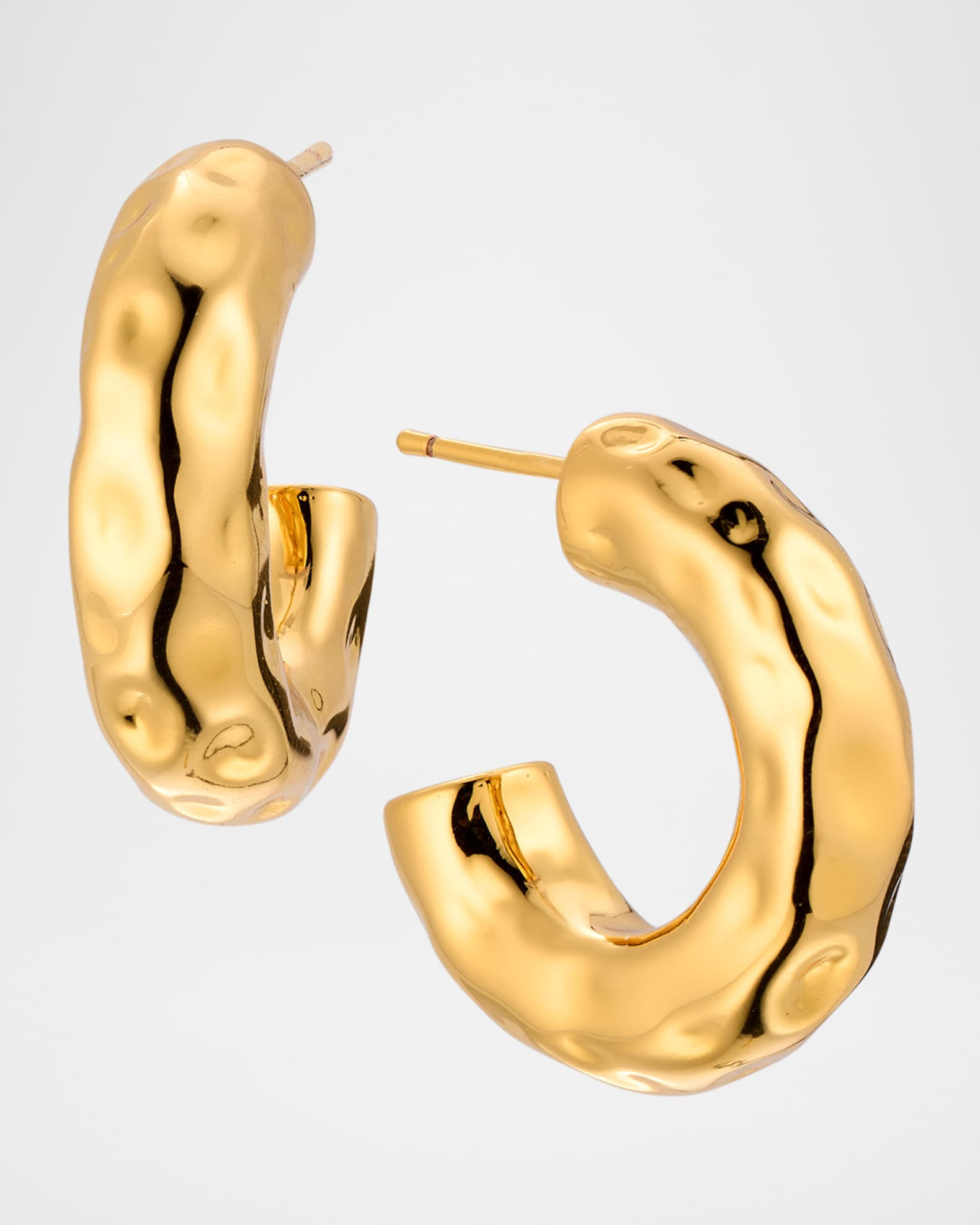 NEST Jewelry Little Chunky Hammered Huggie Hoop Earrings | Neiman Marcus