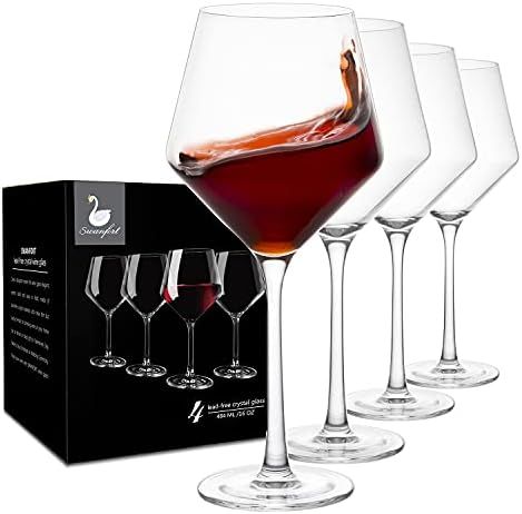 Swanfort Red Wine Glass Set 4,16 oz Lead-Free Italian Style Wine Glass with Long Stem,Crystal Bur... | Amazon (US)