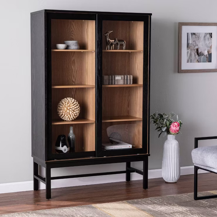 Geldger Anywhere Cabinet Black/Natural - Aiden Lane | Target