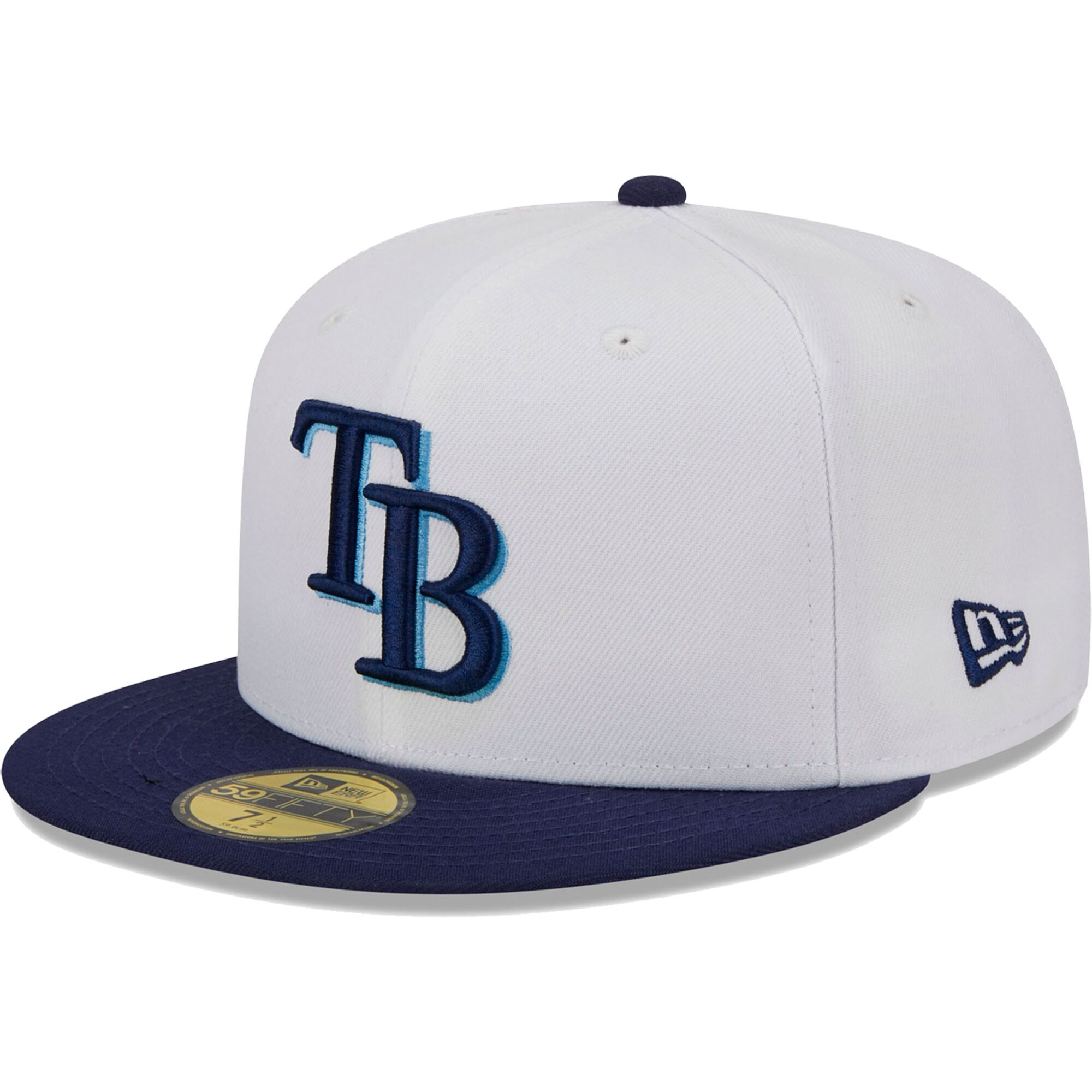 Men's Tampa Bay Rays New Era White/Navy Optic 59FIFTY Fitted Hat | MLB Shop