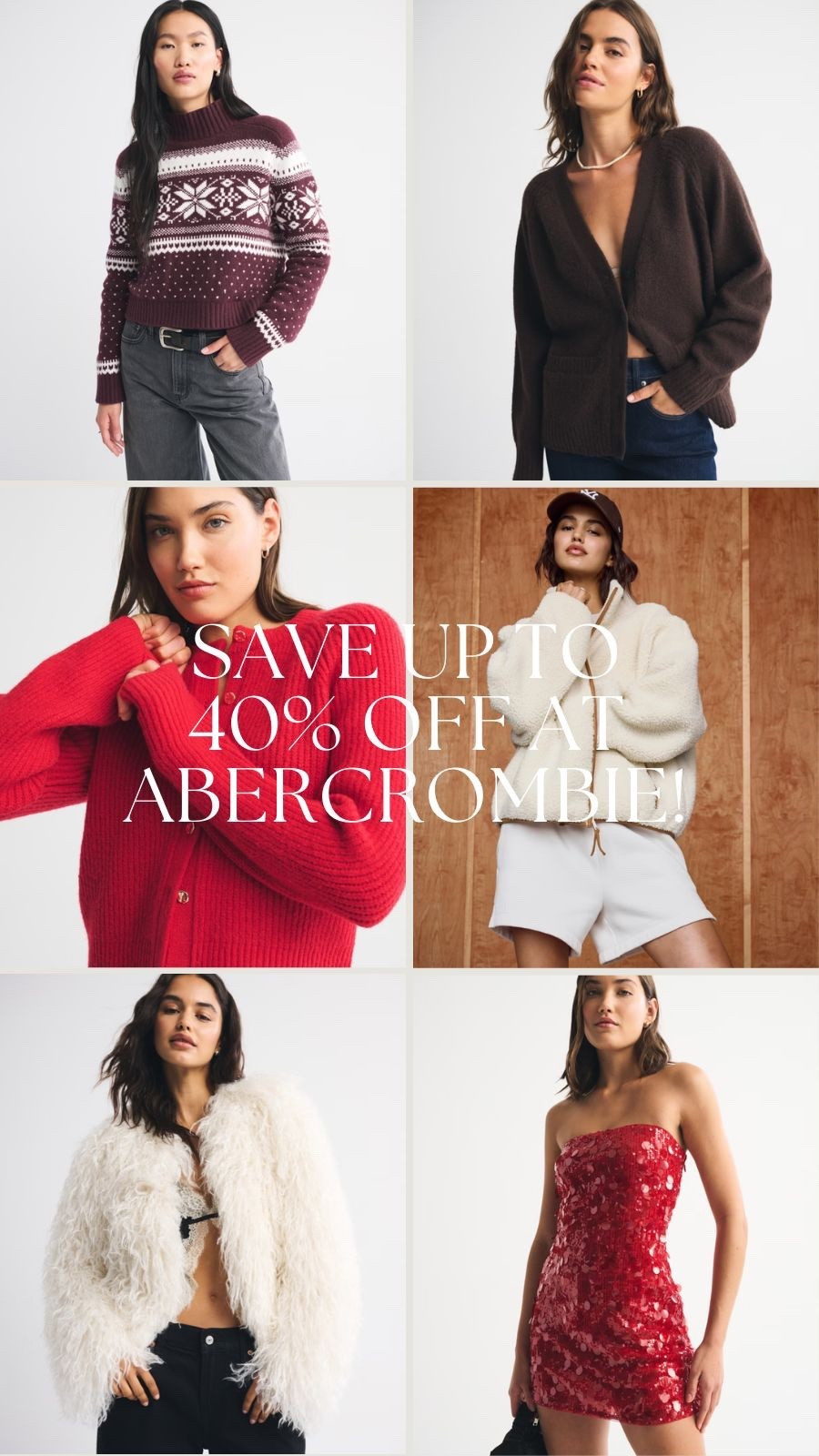 Abercrombie holiday outfits on sale 
Save up to 40% off Christmas sweaters and holiday party dresses 

#LTKHoliday #LTKFindsUnder100 #LTKSaleAlert