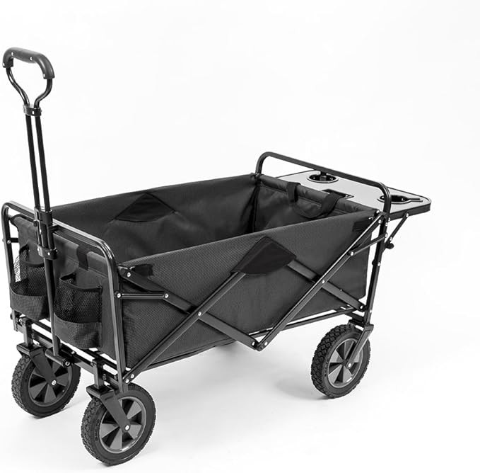 Mac Sports Collapsible Outdoor Utility Wagon with Folding Table and Drink Holders, Gray | Amazon (US)