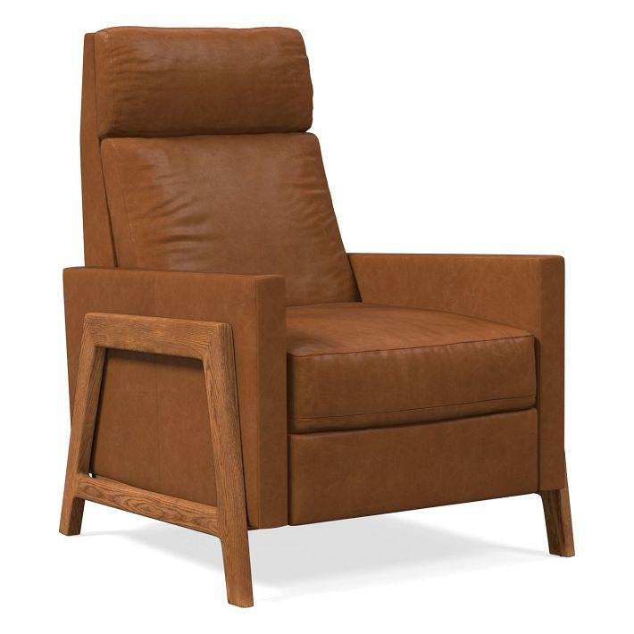 Spencer Wood-Framed Leather Recliner | West Elm (US)