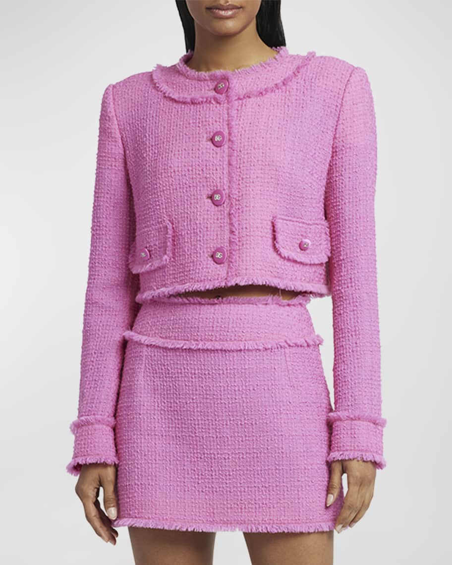 Dolce&Gabbana Rachel Collarless Crop Tweed Jacket | Neiman Marcus