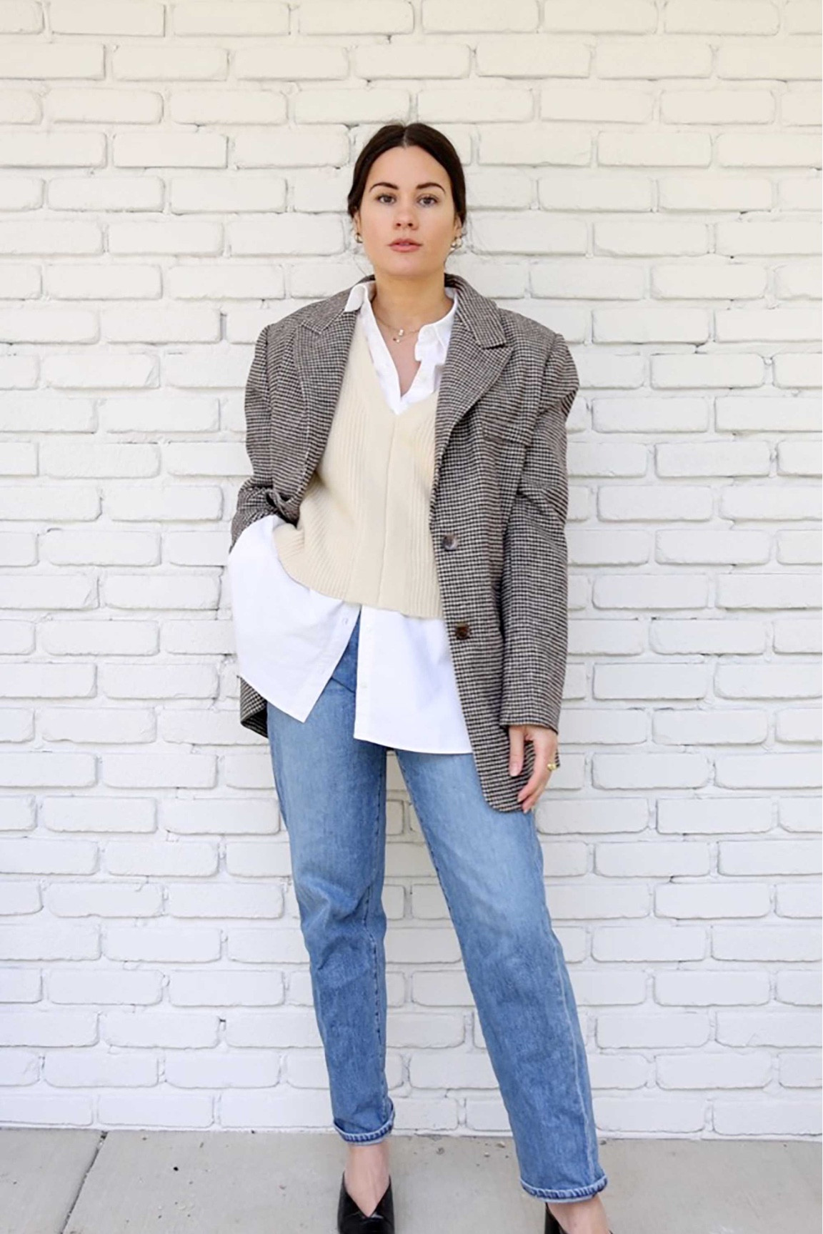 Fall staples: blazer, white shirt, sweater vest

#LTKsalealert #LTKSeasonal #LTKunder100