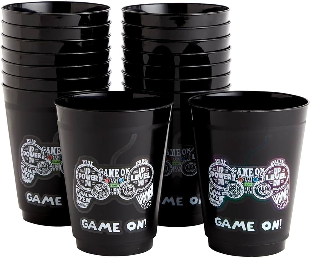 BLUE PANDA 16 Pack Plastic Video Game Cups for Kids - Gaming Party Favors for Birthday Party Supp... | Amazon (US)