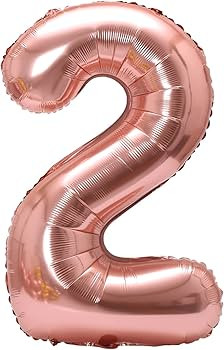 40 Inch Large Foil Helium Number Balloon Birthday Wedding Party 0-9 (Rose Gold, 2) | Amazon (US)