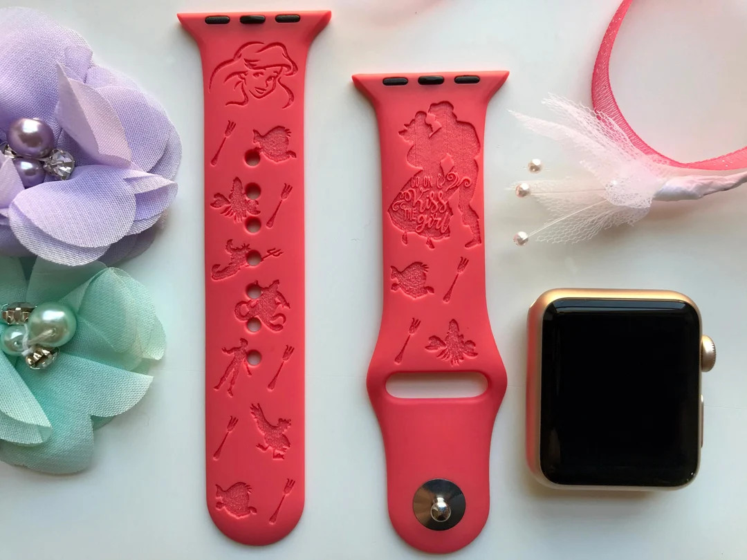 The Little Mermaid 'Ariel' Engraved Apple Watch Band | 24 Colors | 38mm 40mm 41mm 42mm 44mm 45mm ... | Etsy (US)