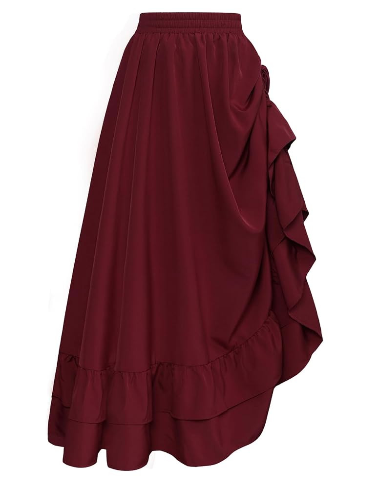 Scarlet Darkness Women Renaissance Skirt Medieval Ruffle Layered Maxi Skirts | Amazon (US)