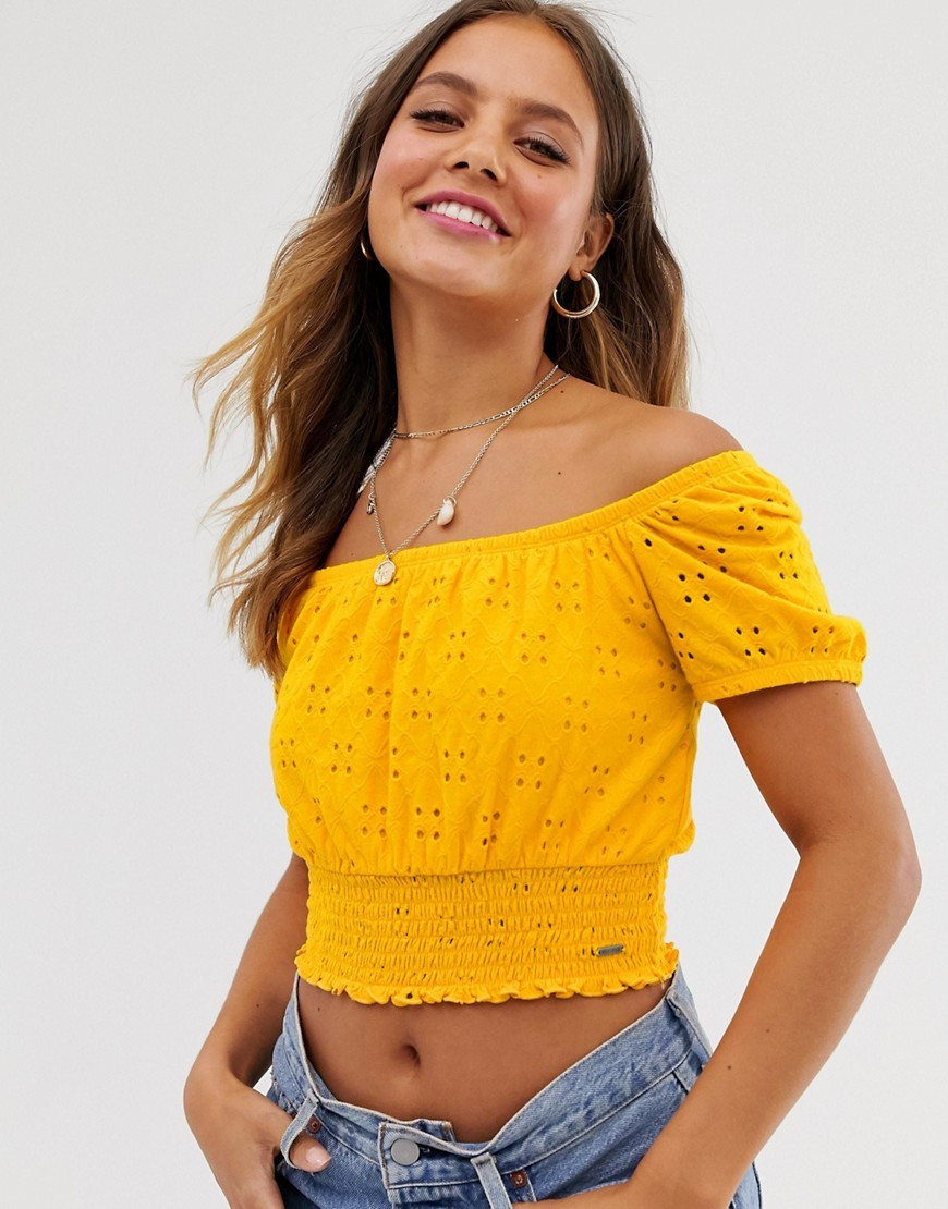 Hollister bardot off the shoulder top-Yellow | ASOS (Global)