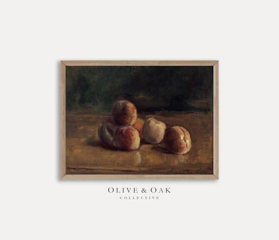 Moody Kitchen Art Print / Vintage Oil Painting / Peach Still | Etsy | Etsy (US)