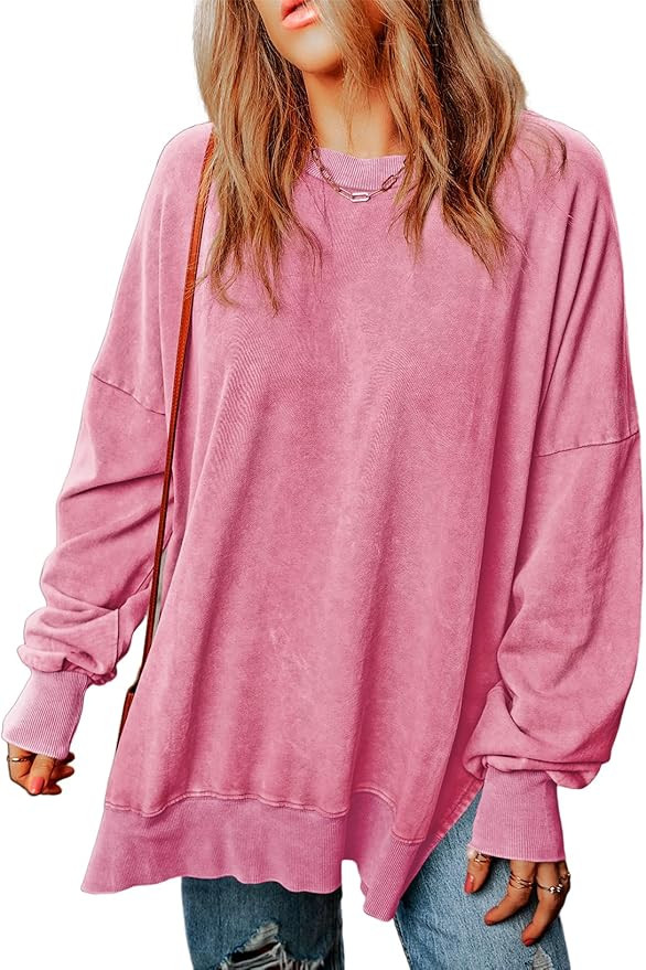 SHEWIN Womens Sweatshirt Casual Long Sleeve Crewneck Lightweight Pullover Tops Loose Sweatshirts | Amazon (US)