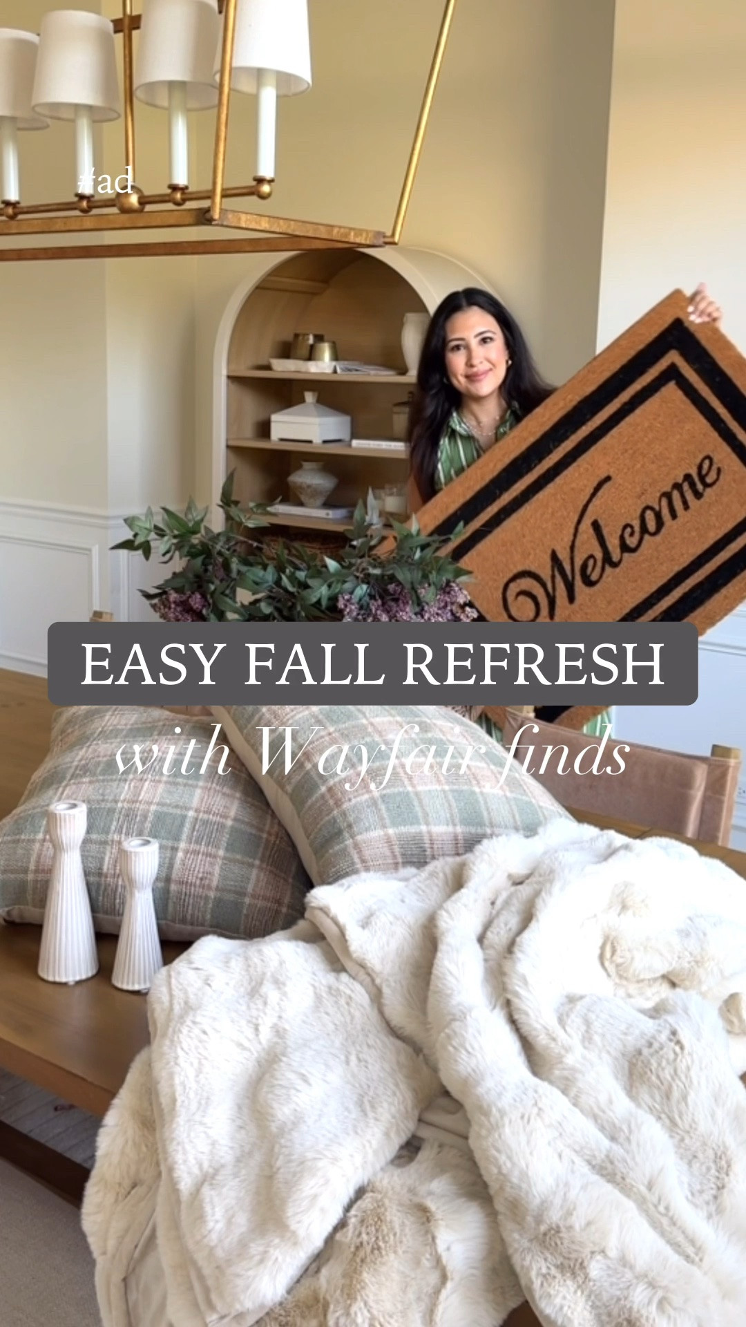 #ad refreshing a space for Fall doesn’t have to be a complicated or costly task! You can easily refresh a space with a few simple swaps like I did here! I got these candle holders, beautiful textured pillows, doormat, and cozy throw blanket all from @Wayfair 🫶🏼 I love incorporating earth tones, plaids, cozy textures, and accents. #wayfairpartner #wayfair

#LTKHome