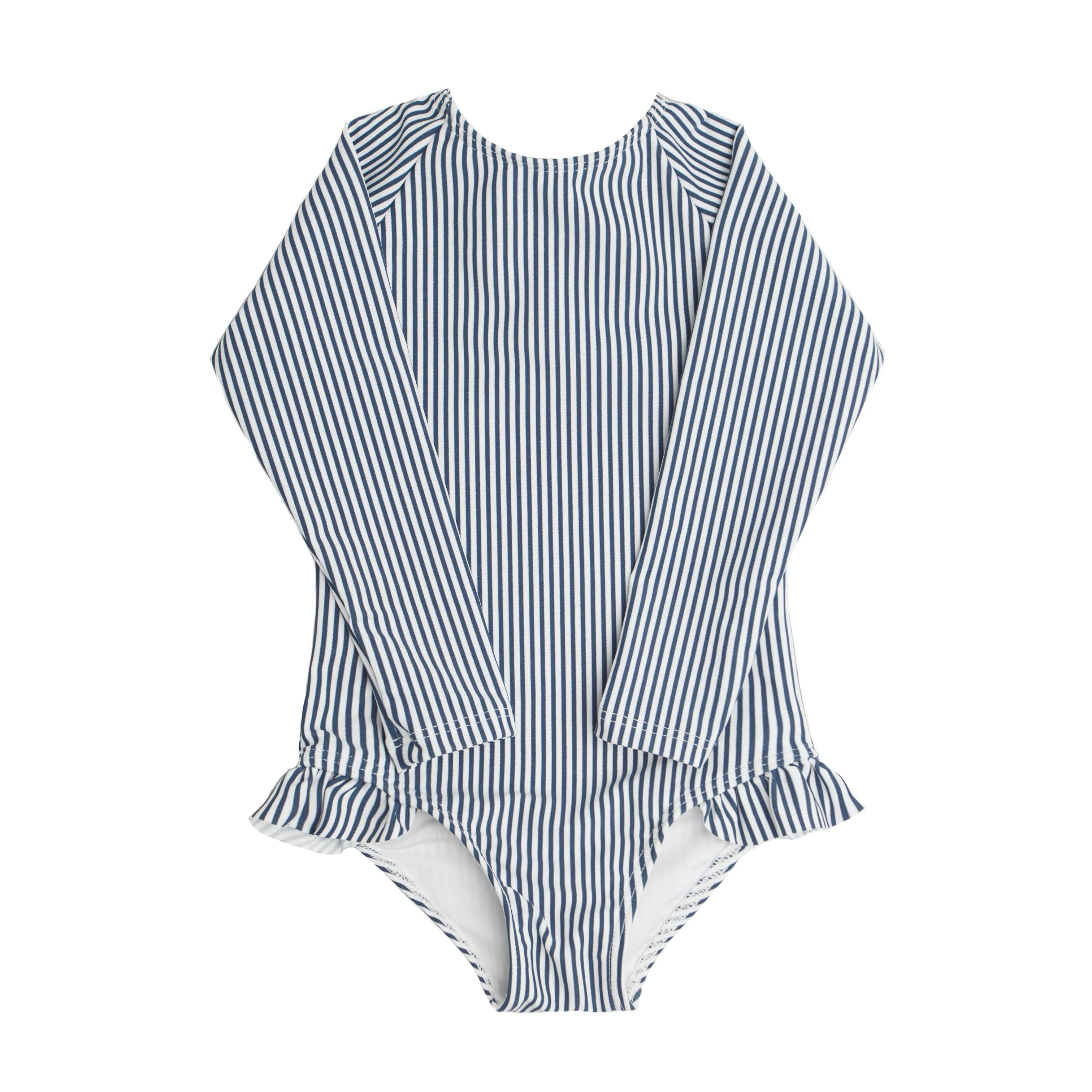 girls navy stripe rashguard one piece | minnow