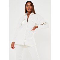 White Oversized Button Up Denim Shirt | Missguided (US & CA)