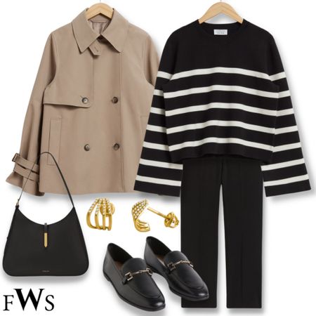 Transitional workwear outfit 🖤🤎

Office outfit trench coat black and tan outfit striped jumper autumn outfit fall outfit wfh outfit meetings black trousers h&m & Other stories French fashion European fashion 

#LTKeurope #LTKU #LTKFind