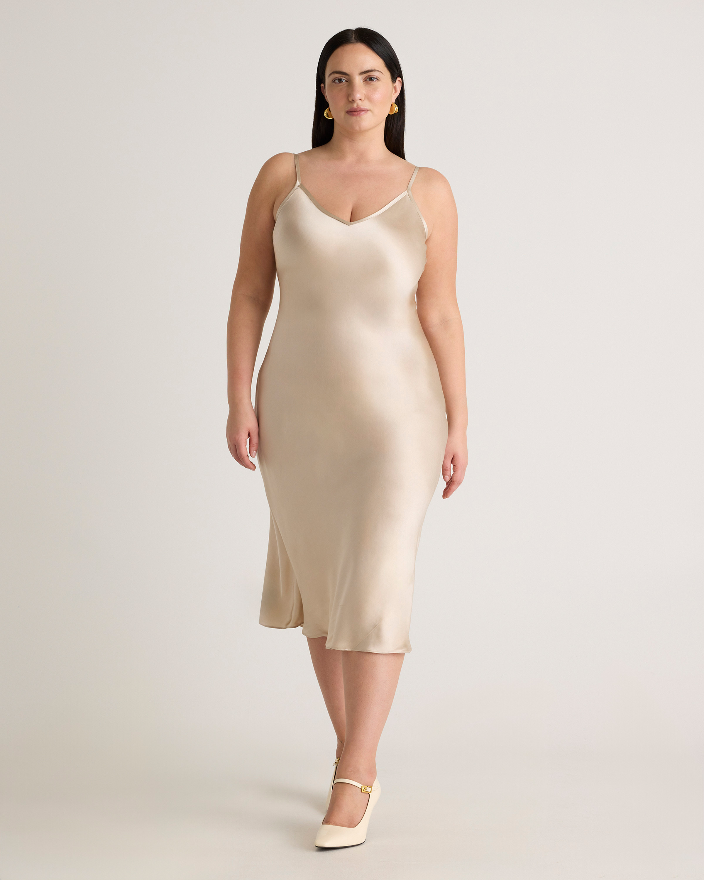 Quince | Women's Slip Dress in Champagne, Size 2X, Silk | Quince