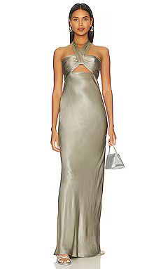 Shona Joy La Lune Ruched Halter Maxi Dress in Sage from Revolve.com | Revolve Clothing (Global)