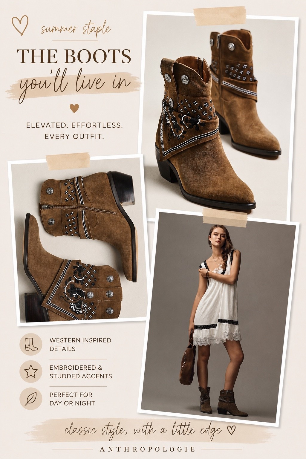 these boots = an instant yes😍
I'm all about pieces that elevate an outfit but still feel easy to wear, and these check every box. The western details, embroidery, and studded accents give the perfect amount of personality without being too much. Dress them up with a flowy dress or pair with cutoffs + a tee... they're going to be on repeat all season long.

love the details:
✨ western inspired design
✨ embroidered & studded accents
✨ comfy, walkable heel
✨ perfect for day or night

#LTKStyle #LTKFinds #LTKSeasonal #WesternBoots
#CowboyBoots #BootSeason #NeutralStyle #SummerStyle #AnthropologieFinds #FallStyle
#BohoStyle #OutfitInspo #FashionFinds
#EverydayStyle #Stylelnspo #WardrobeStaples

#LTKmomlife #LTKootd #LTKdayinmylife