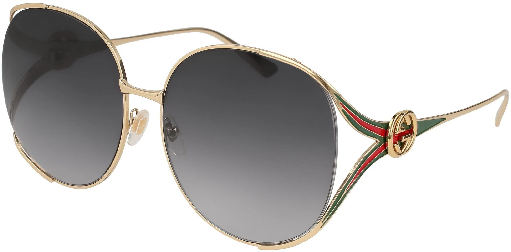 Gucci GG0225S Sunglasses 001 - Gold - Grey Women Oval | Designer Optics