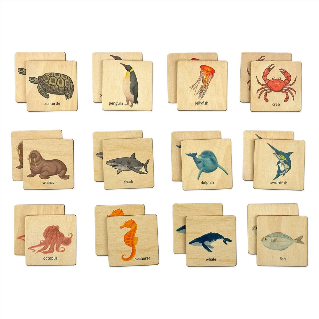 Wooden Montessori Ocean Animals Memory Game | Sea Life Animals Matching Game | Montessori Toys fo... | Etsy (Global)