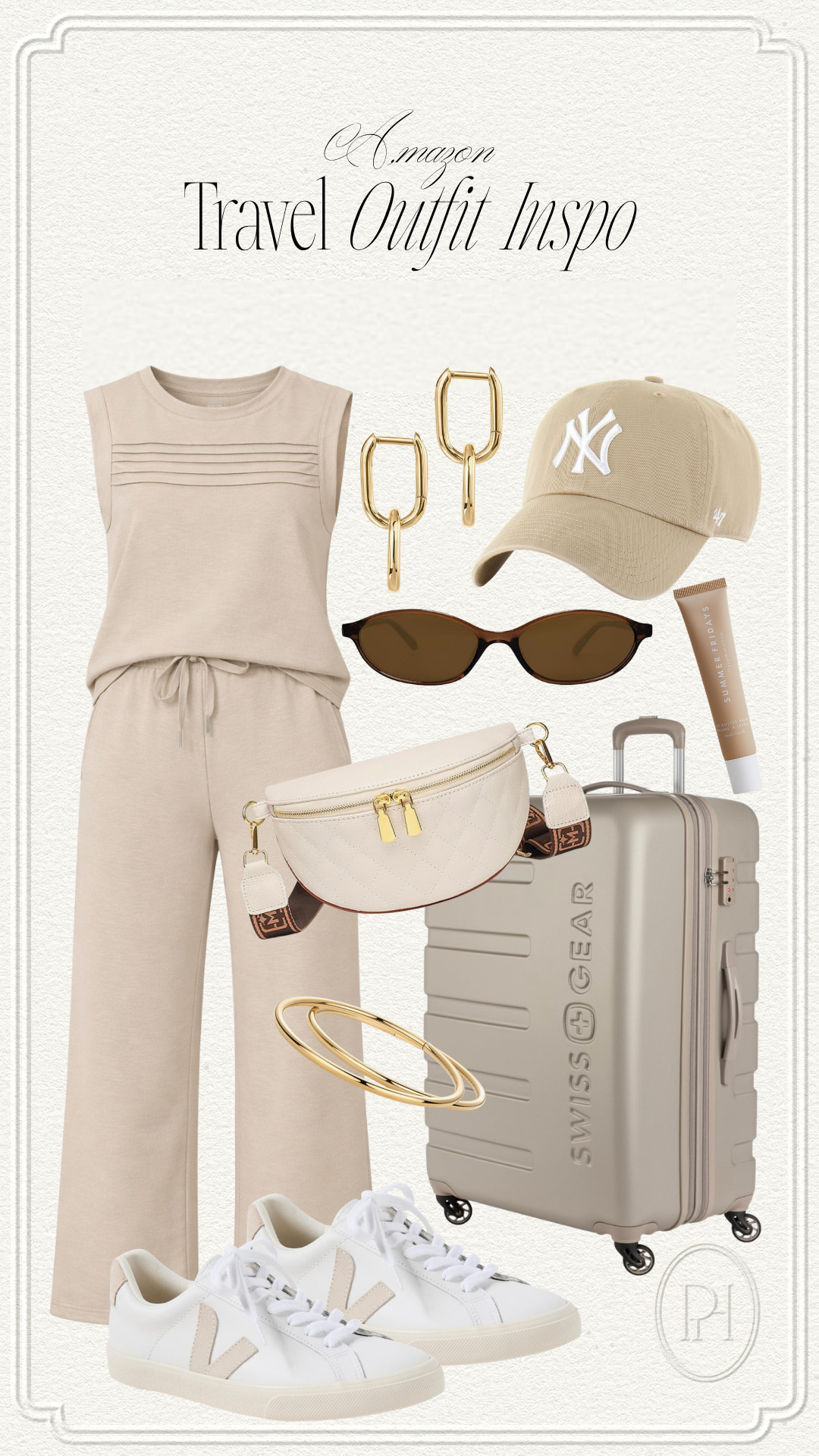 Amazon finds that are great for travel days!

travel look, travel outfit, neutral outfit, matching set, athleisure, comfortable clothes, neutral cap, baseball cap, oval sunglasses, gold earrings, gold bangle bracelets, white belt bag, quilted belt bag, neutral sneakers, retro sneakers, white sneakers, suitcase, rolling suitcase, lip balm 

 #LTKgrwm #LTKootd #LTKTravel