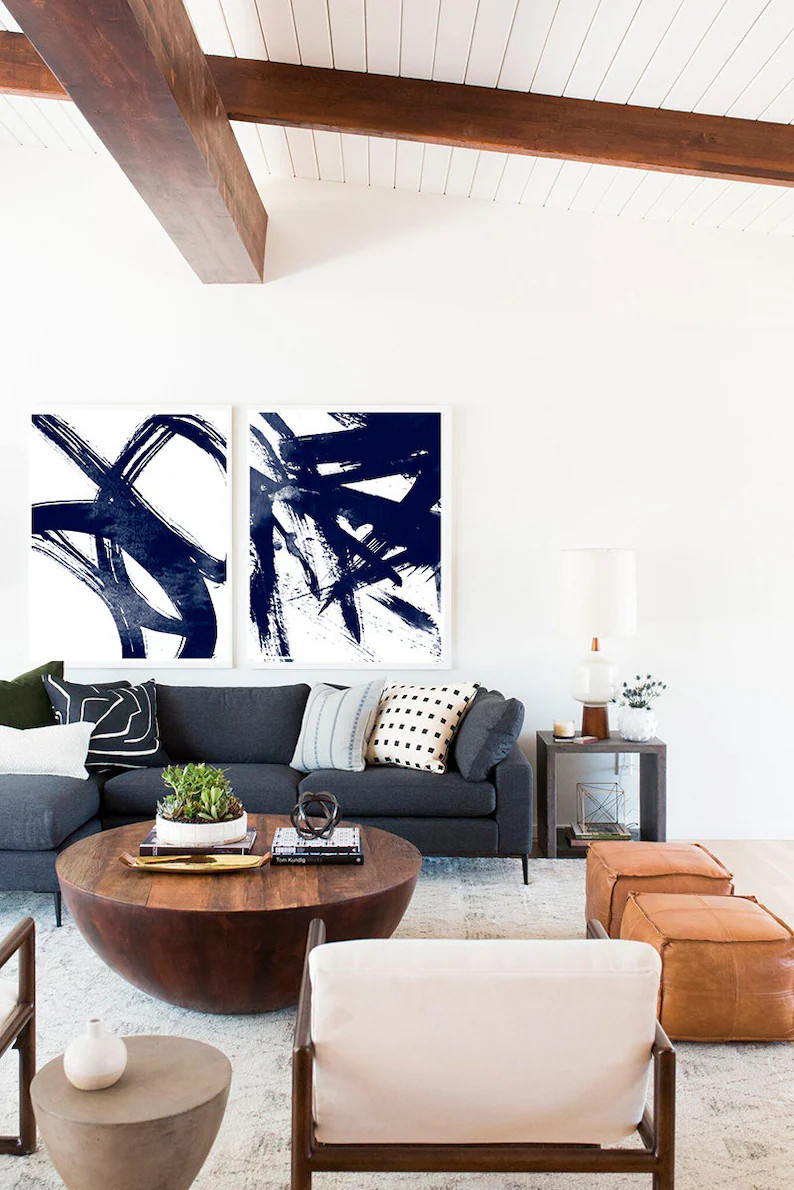 Set of 2 navy blue prints Set of 2 prints Set of 2 Wall Art | Etsy | Etsy (US)