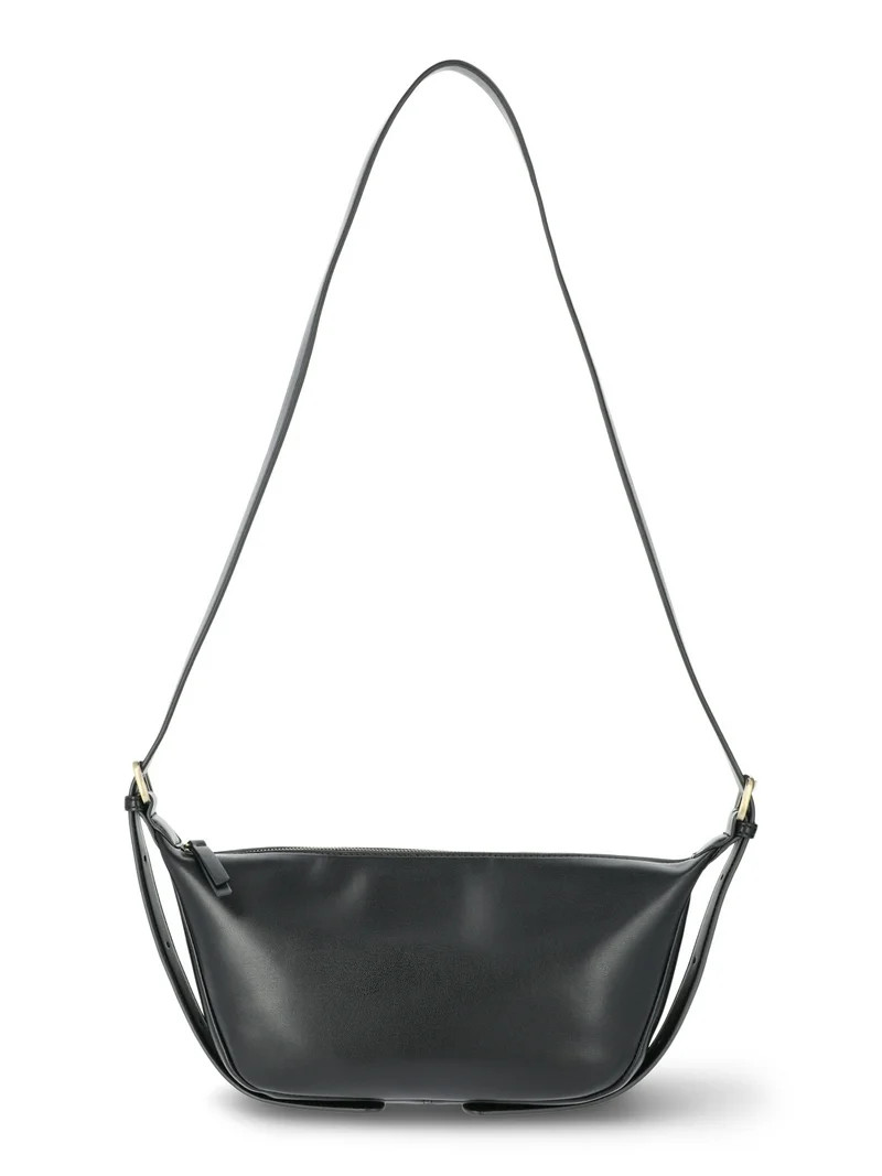 Time and Tru Women's Bean Sling Crossbody Handbag, Black | Walmart (US)