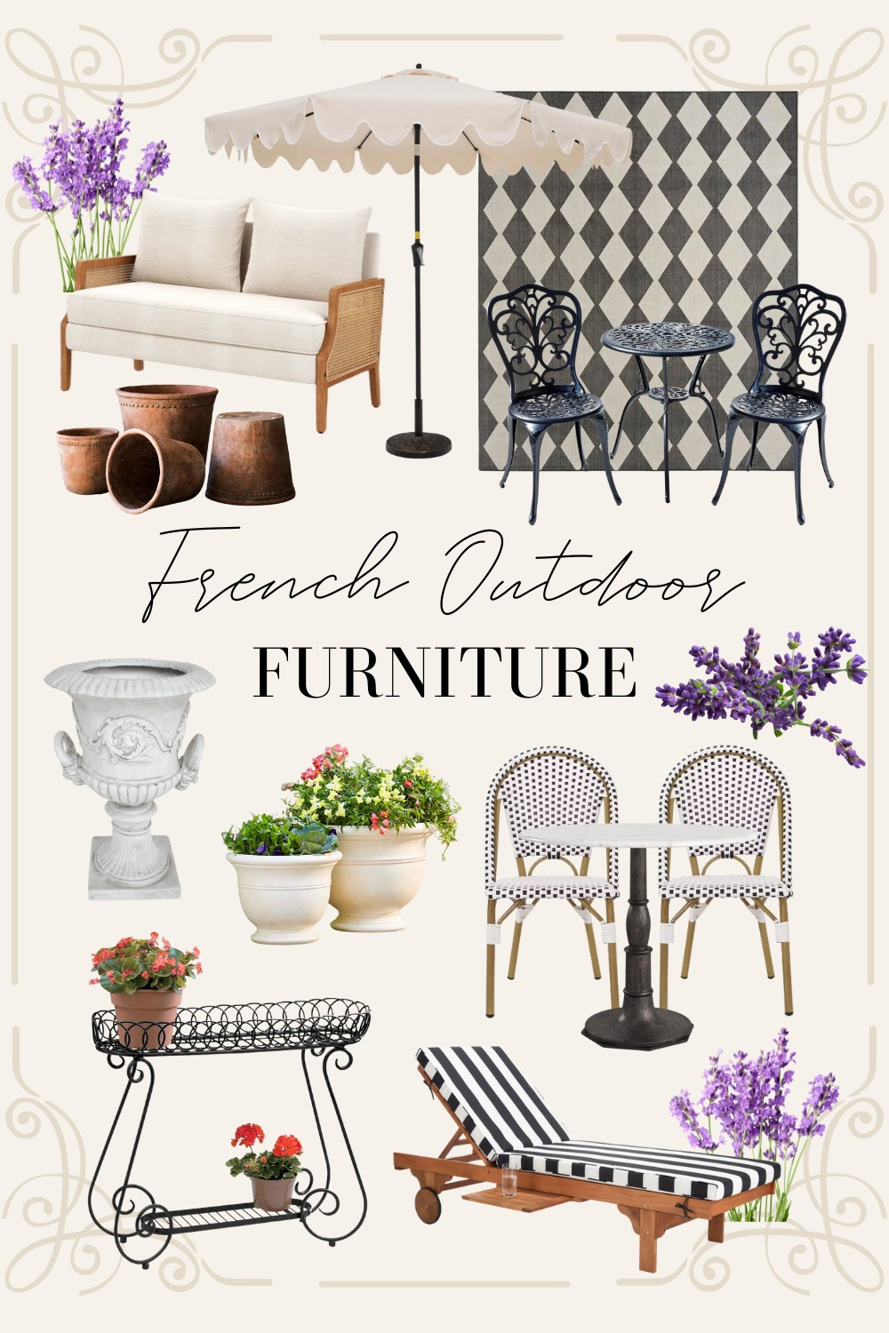 Let the beauty of a French garden inspire your outdoor space. No matter where you live, you can bring the charm and elegance of a French garden to your backyard or patio. Incorporate bistro sets, black and white rugs and furniture, stone and clay planters, and of course, plenty of flowers - bonus points if you utilize lavender. You'll transform your space into a French country oasis in no time. 

 

#LTKHome