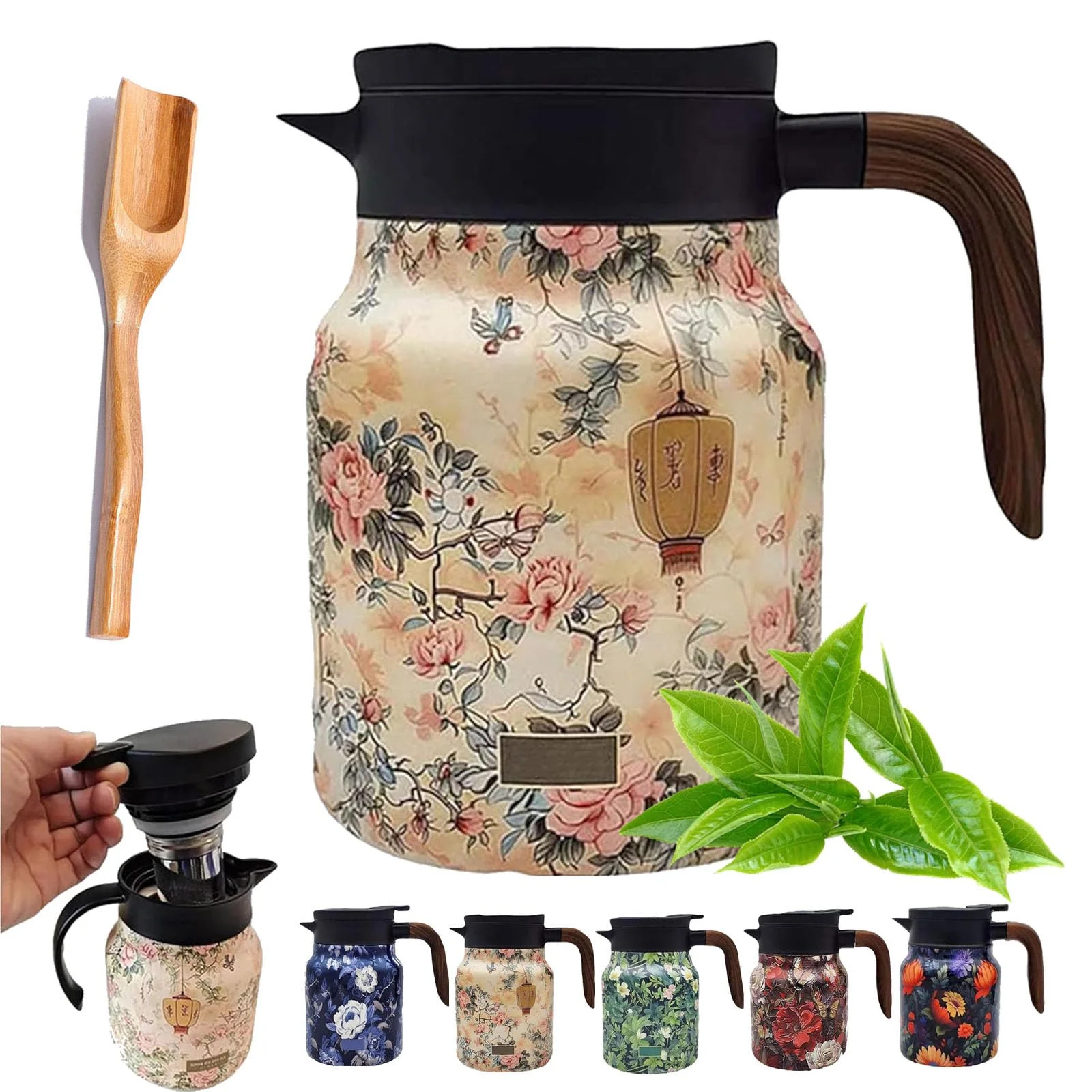 Tea Pot,Vintage Floral Pattern Tea Built-In Infuser, 28 Oz/35 Oz, Stainless Steel Doresty Tea Pot... | Walmart (US)