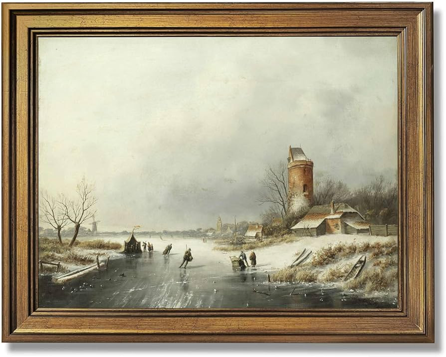 Vintage Framed Winter Landscape Canvas Print Oil Paintings Reproduction World Classics Rustic Pai... | Amazon (US)