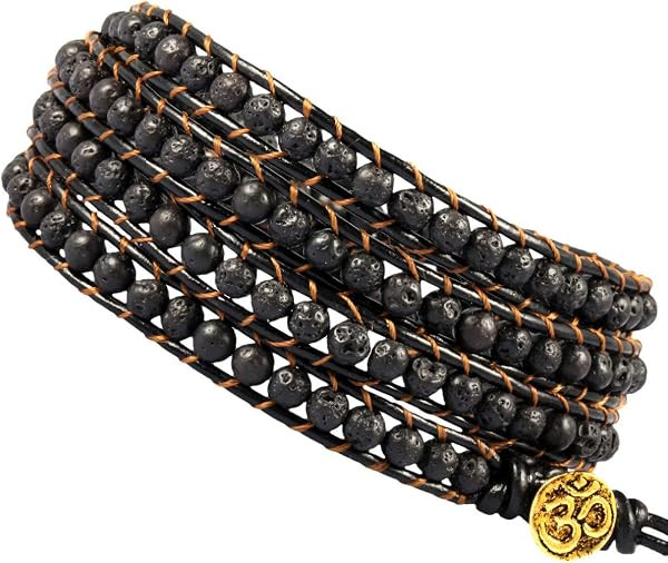 TUMBEELLUWA Multi-Layer Crystal Beaded Wrap Bracelet with OM Charm | Amazon (US)