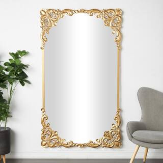 42 in. W. x 72 in. H Gold Metal Polished Tall Ornate Baroque Floor Mirror | The Home Depot