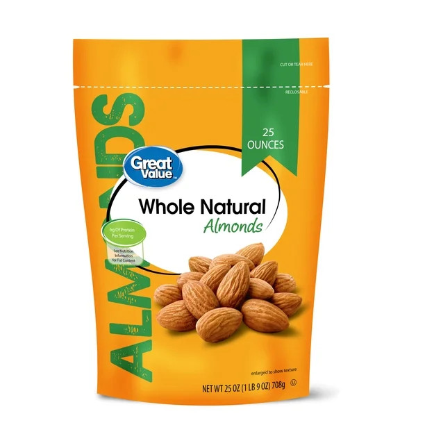 Great Value Natural Whole Almonds, 25 Oz | Walmart (US)