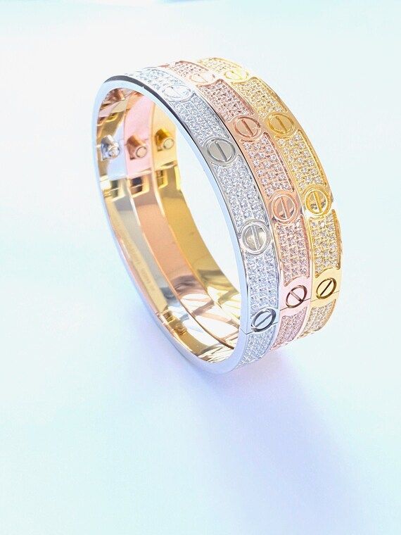 Love Bracelet Diamante Pave - Non Allergenic - High Quality | Etsy (US)